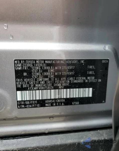2024 Toyota Rav4 Le from USA, damaged, VIN 4T3LWRFV0RU158026